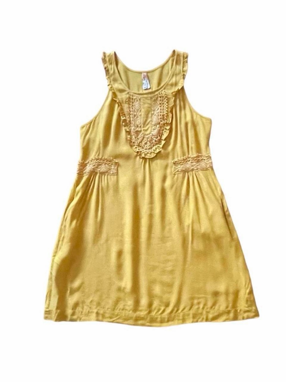 Maeve Anthropologie Yellow Lace Mini Dress XS